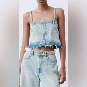 ZARA NWT DENIM CROP TOP